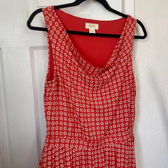 Anthropologie Maeve Brianne Midi Dress - Tangerine Daisy Print - Picture 4 of 5